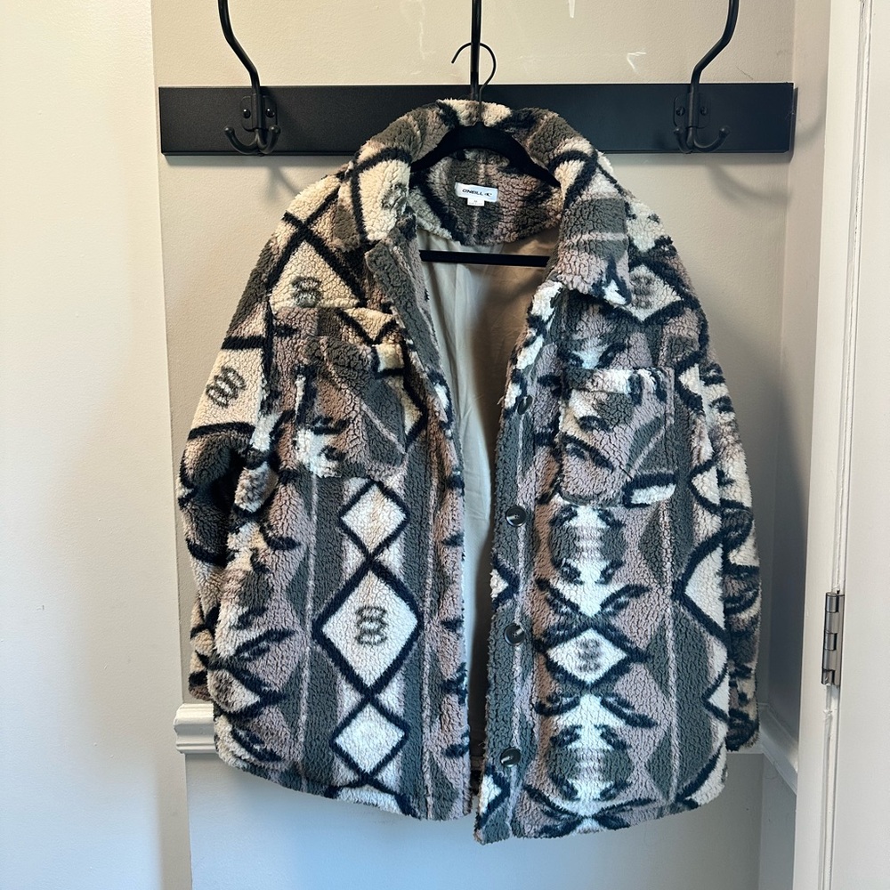 O'Neill Black and Gray Oversized Fleece Jacket